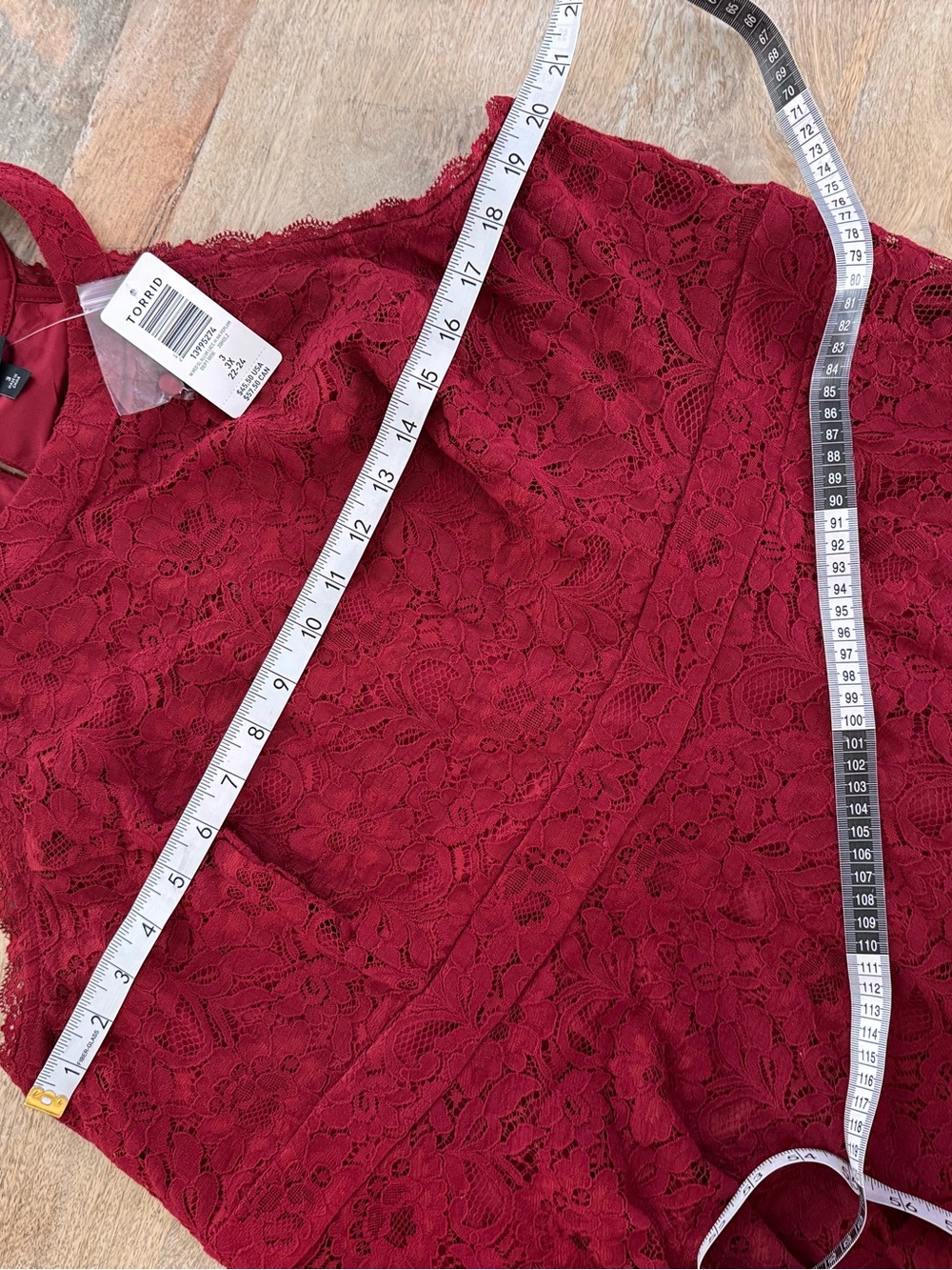 Torrid red all over lace high neck peplum top new with tags 3X - Picture 10 of 11